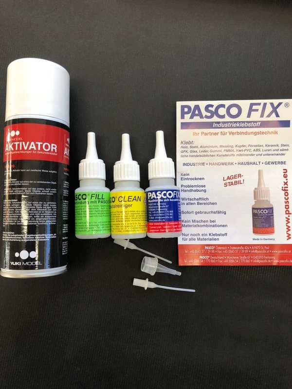 Pasco Fix Sekundenkleber 20ml Set plus Aktivator Spray